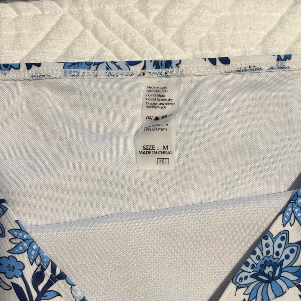 Floral Blue High-Neck Bikini Set - Picture 5 of 8